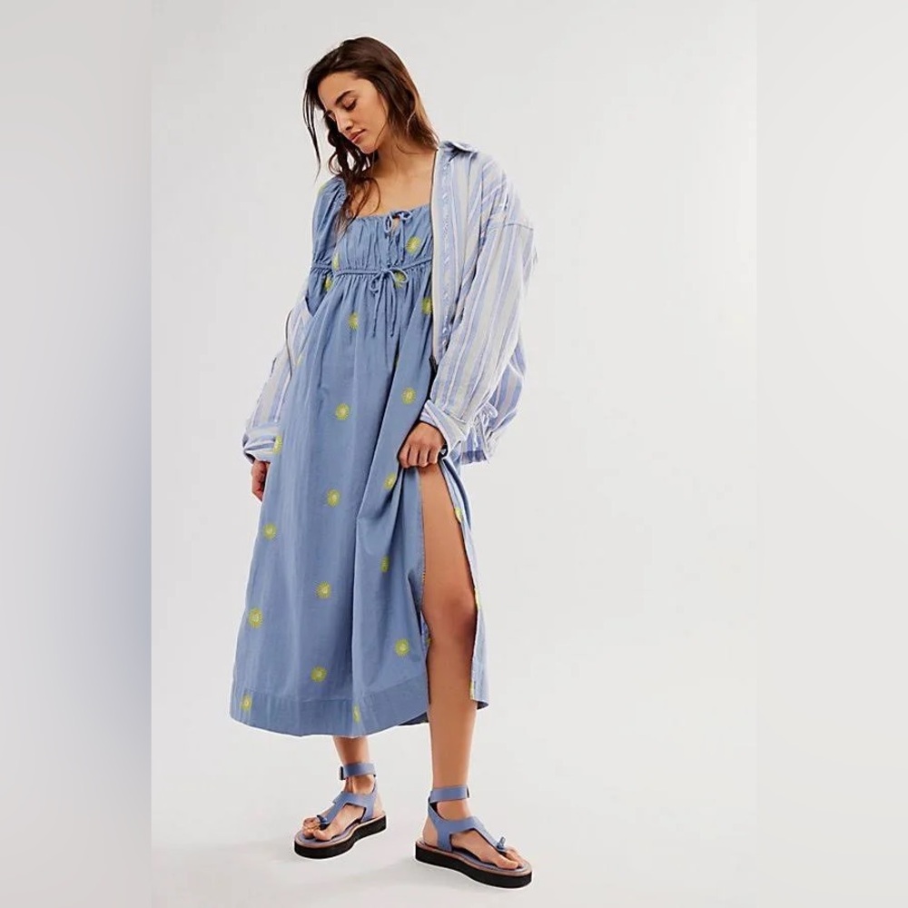 Free People Emory Embroidered Midi Dress - Picture 2 of 7
